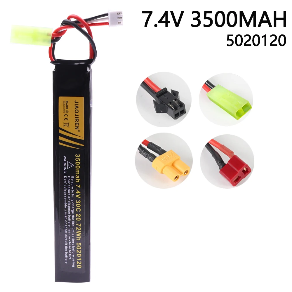 Ulepszony bateria Lipo 7.4V 3500mAh do pistoletu na wodę 2S 7.4V 5020120 akumulator do pistoletów pneumatycznych Mini Airsoft BB zabawki elektryczne