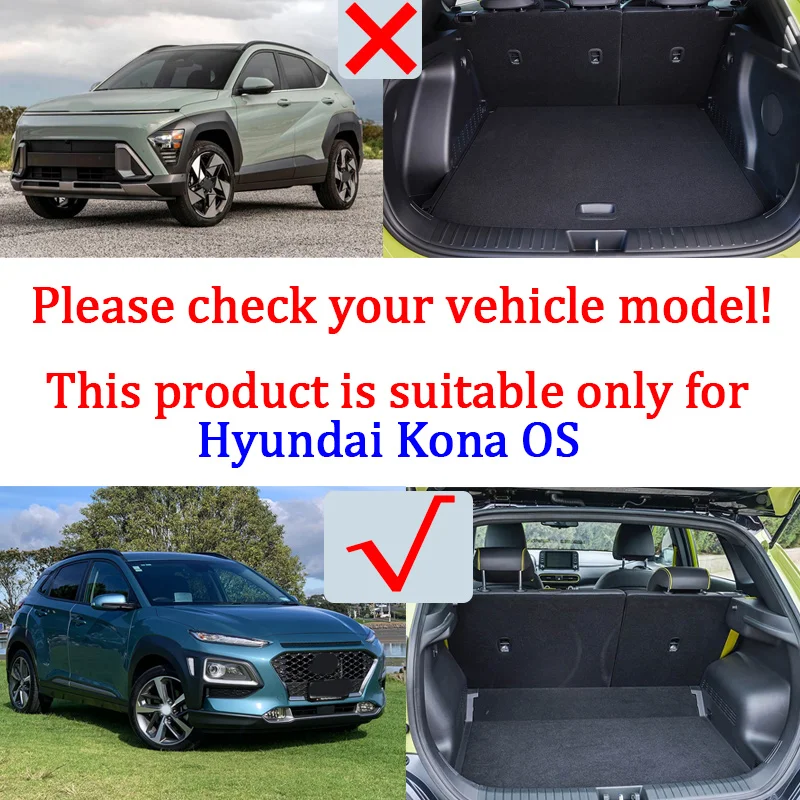 Leather Car Trunk Mat For Hyundai Kona 2018~2023 Kauai OS Anti-dirty Storage Pad Cushion Boot Liner Carpet Interior Accessories