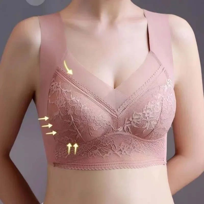 Reggiseno senza cuciture con bella schiena per ragazze fisso senza anello in acciaio petto avvolto in un pezzo per biancheria intima senza cuciture da donna