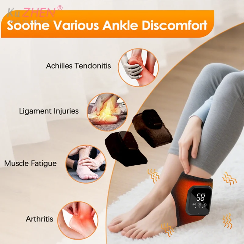 Heating Wrist Guard Vibration Hot Compress Brace Ankle Wrap Massager 3in1 Heated Foot & Ankle Wrap With Vibration AndCompression