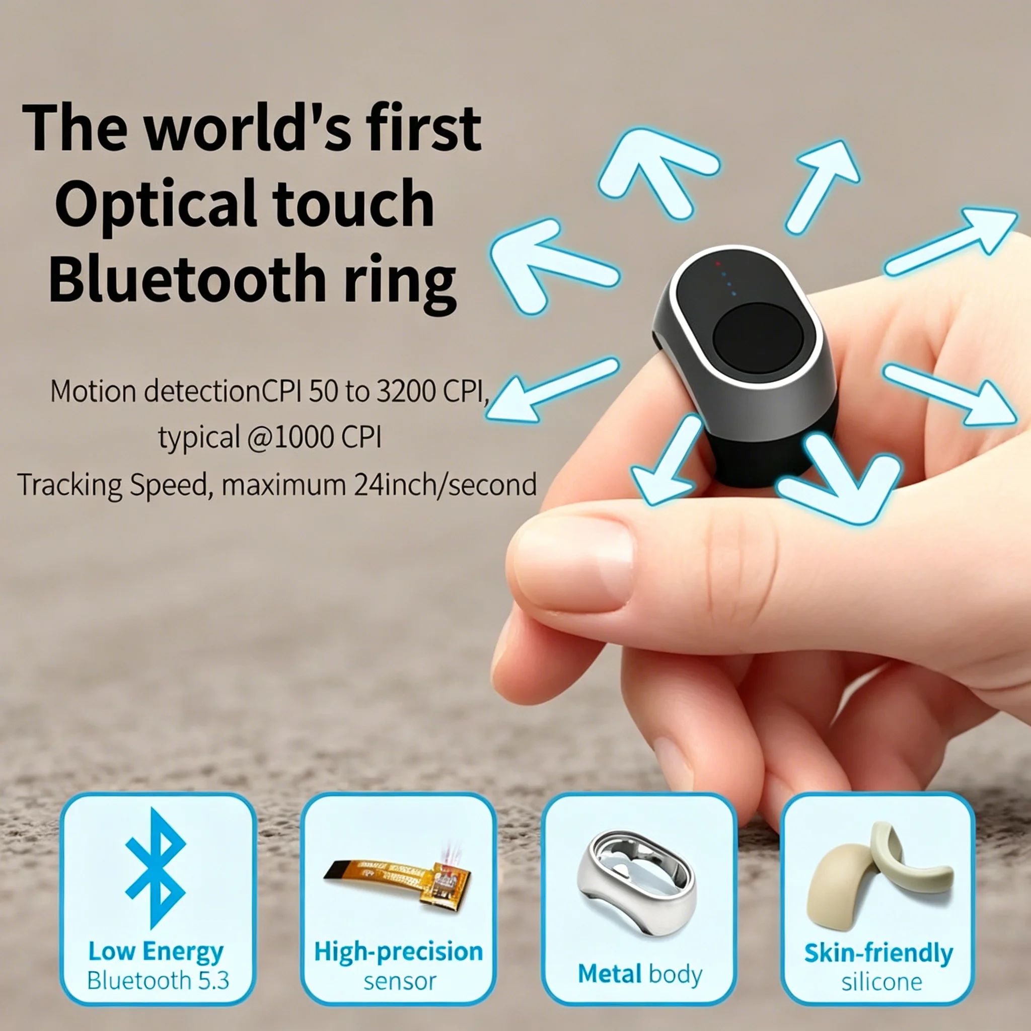 Bluetooth Touch Finger Ring Mouse 3 Modes Mini Remote Controller For TikTok Scroll E-book Music Control Phone Pad Laptop VR TV