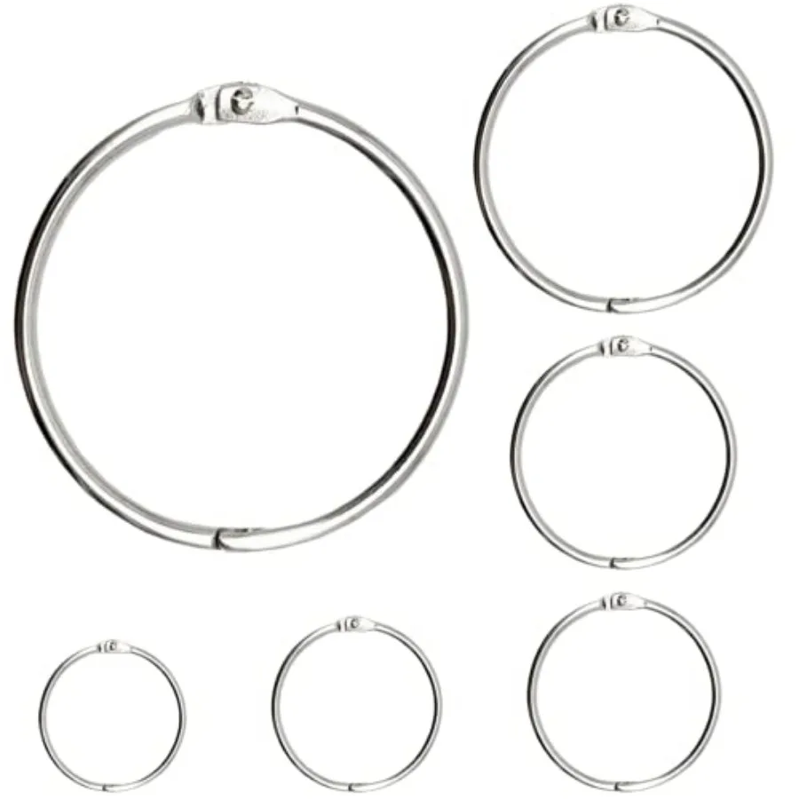 

Binder Rings 50 Pcs, Assorted Sizes, Nickel Plated, Loose Leaf Bookr Rings for Flash Cards, Index Card Ring, Paper Ring for Sch