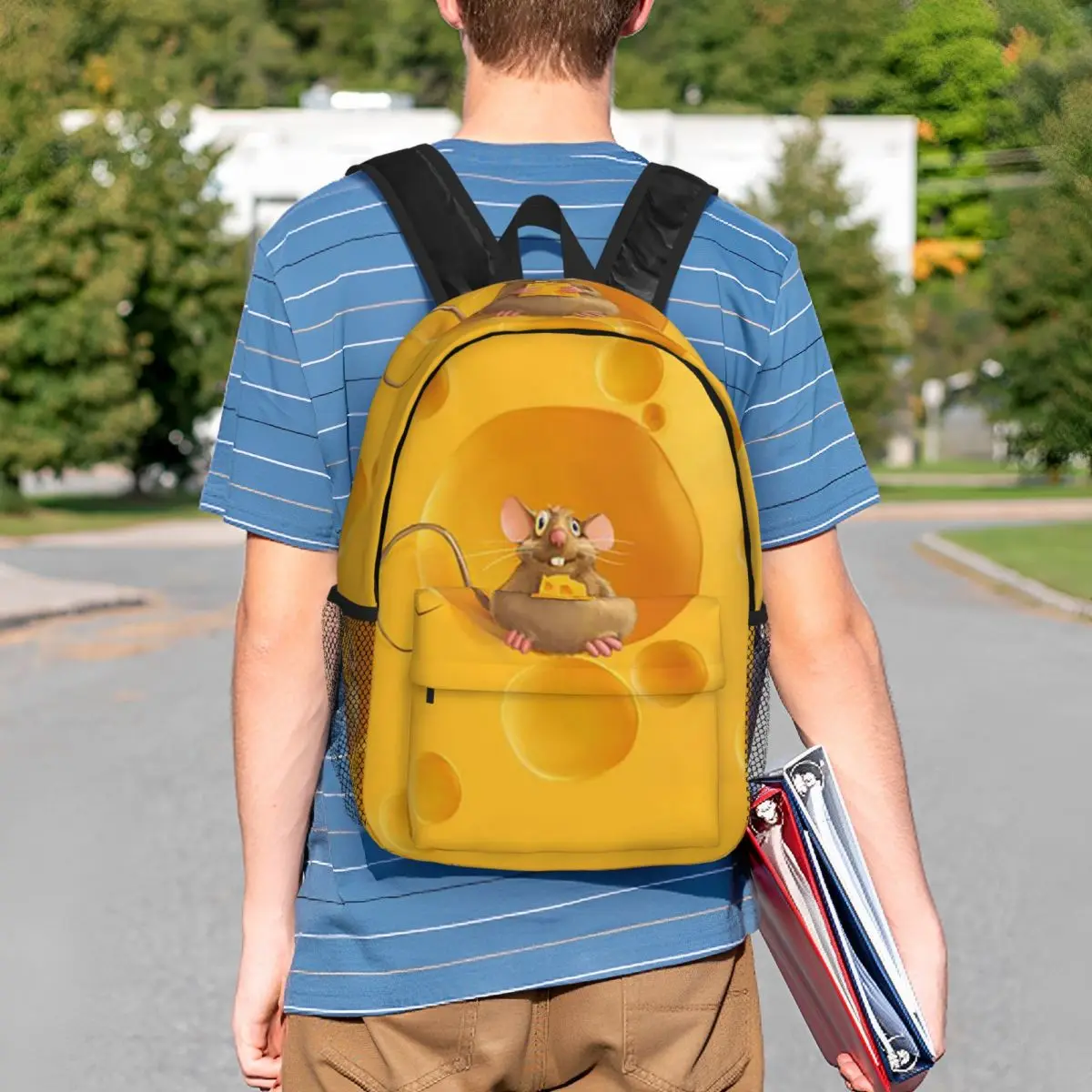 Cartoon Mouse And Cheese Backpack Student BookBag Kids School Bag Computer Shoulder Bags for Men Women