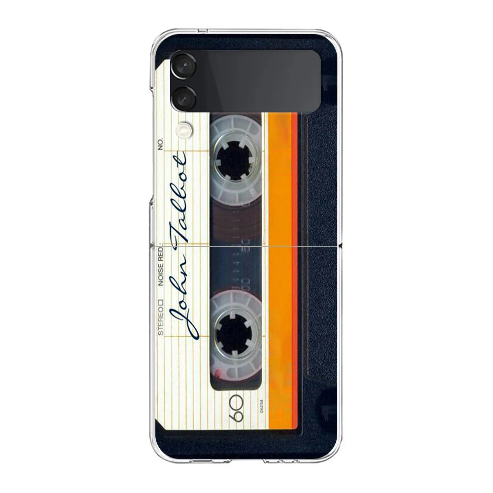 Mixtape Vintage Magnetic Tape Cassette Audio Hard PC Phone Case For Samsung Galaxy Z Flip 6 5 4 Transparent For Galaxy Z Flip 3