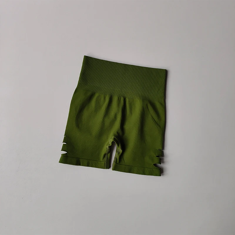 Pfirsichfarbene Sport-Shorts mit hoher Taille, dreiteilige Yoga-Hose für den Sommer, lichtdicht, schnelltrocknend, geeignet für Pilates und Fitness. – Detail 6
