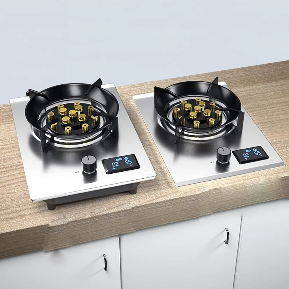 Burner Gas Cooker Gas hob Built-in Gas Hob, Home Kitchen Gas Stove ，13-Cavity Blaze Burner， 8000W, Intelligent Timing, Battery D