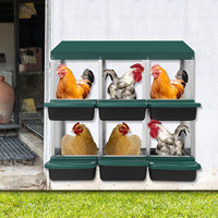 Chicken Nesting Box Hens Ducks Egg Laying Box with Drain Holes 6 Separate Compartments Stable Metal Box