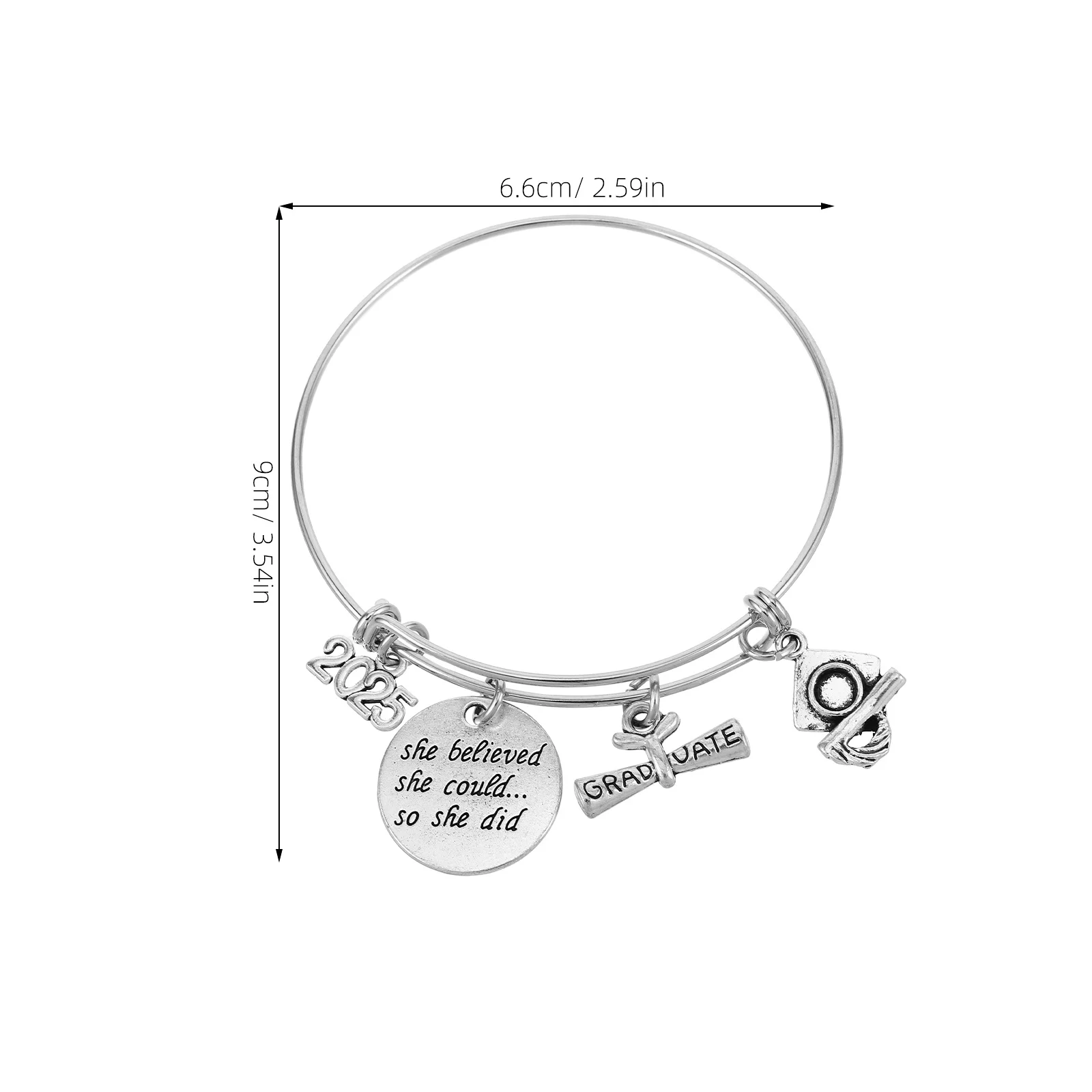 فئة 2025 سوار التخرج مجوهرات معدنية قابلة للتعديل تصميم شهادة قبعة فريدة من نوعها تذكار للخريجين #4