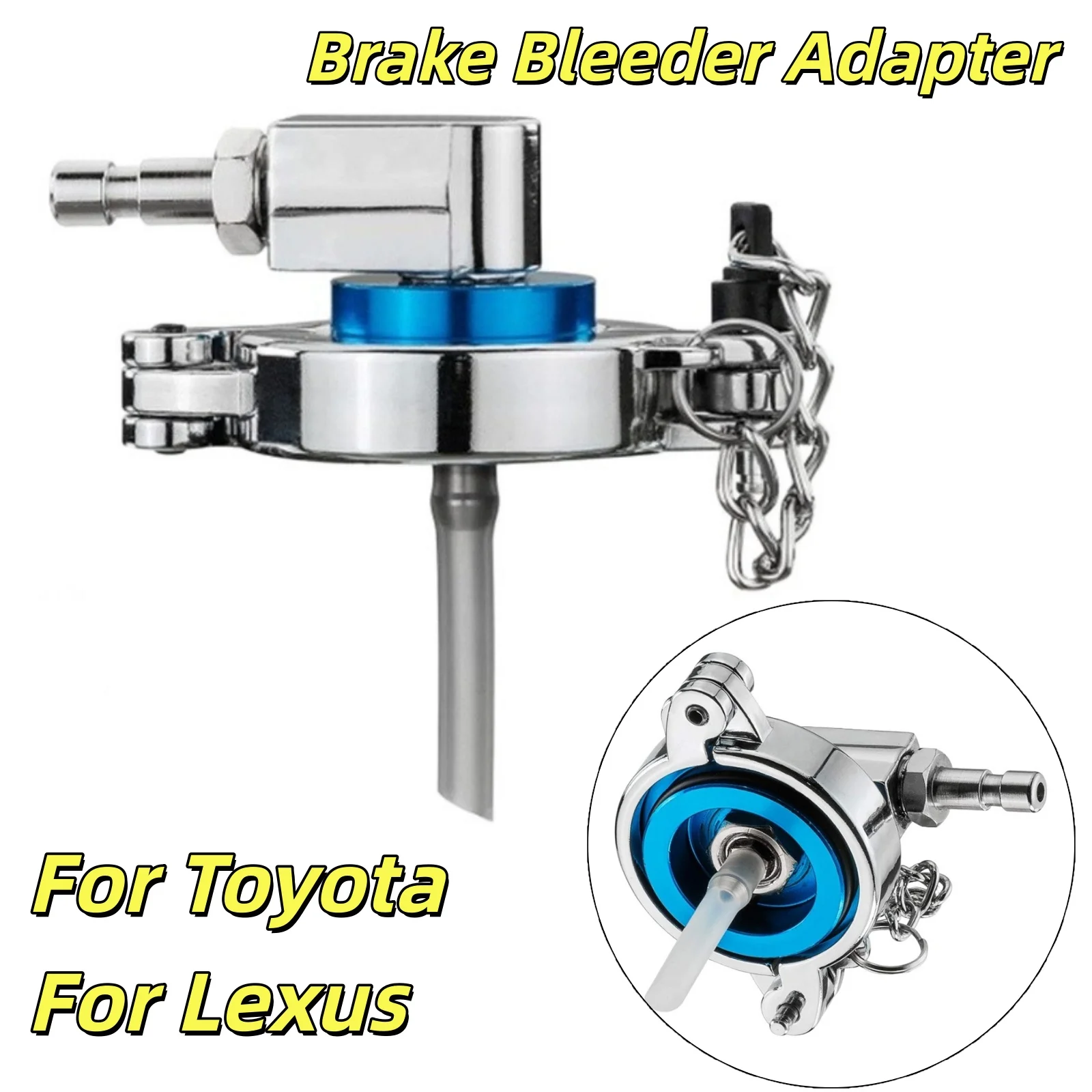 Brake Bleeder Adapter With Quick Connect For Toyota For Lexus Aluminum 43mm Master Cylinder Reservoir Pressure Bleeding Tool Kit