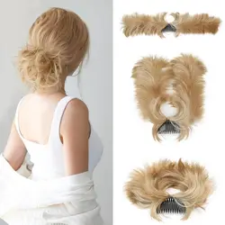 Disordinato Bun Hair Piece pettine laterale Clip in Hair Bun Hairpiece per le donne corto naturale dritto Versatile stili regolabili capelli facili