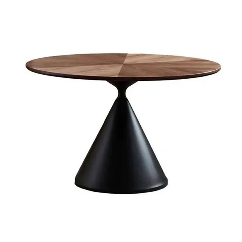 

Black walnut round dining table and chair combination,retro style round table household small apartment French style