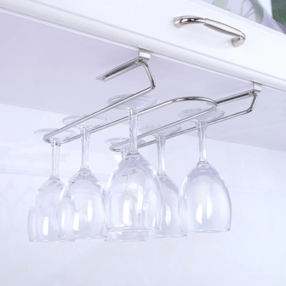 

Hanging 3-Tier Red Stand Organizer Kitchen Bar Space-Saving Stemware Storage Easy Install Glassware Rack Wine Cup Shelf