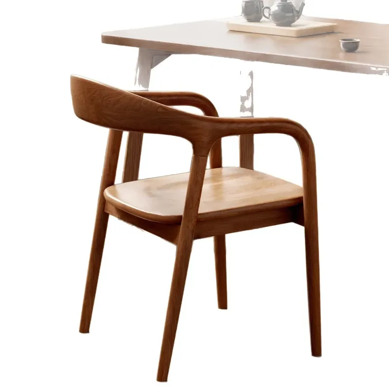 Chinese‑Style Solid‑Wood Dining Chair, Walnut Backrest Armchair, Simple Retro Tea & Book Table Chair for Household Home Furnitur