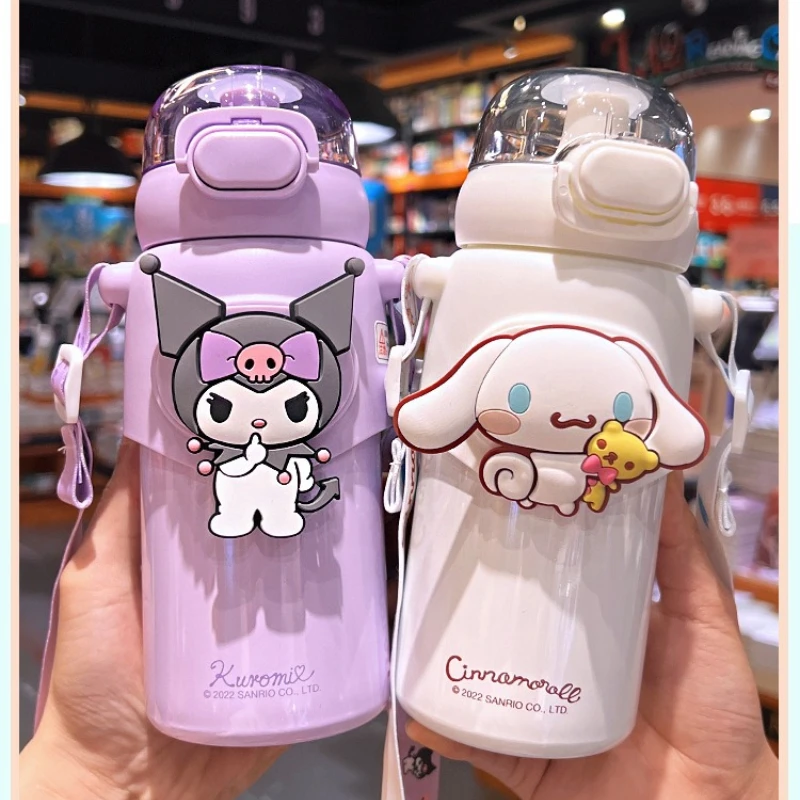 

Термос Sanrio Hello Kitty с изоляцией, Kuromi, My Melody, Cinnamoroll, 460 мл, из нержавеющей стали 316, с трубочкой, на ремне, для питья воды