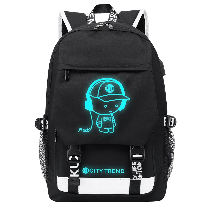 Mochila impermeable con logotipo fluorescente personalizado para niños, mochilas escolares luminosas duraderas para estudiantes, venta al por mayor