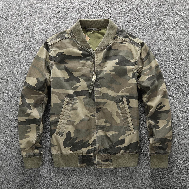 Autumn Winter Washed Cotton Jackets for Men Korean Fashion Casual Loose Camouflage Baseball Uniform 24SS Y2k Youth Male Coats