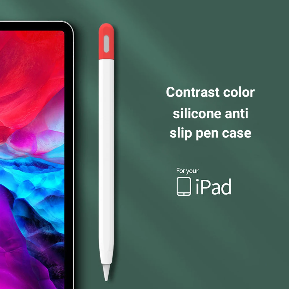 Contrast Color Silicone Case for Apple Pencil USB-C 3/2/1 Generations Anti-Roll Anti-Drop Soft Protective Sleeve for iPad Stylus