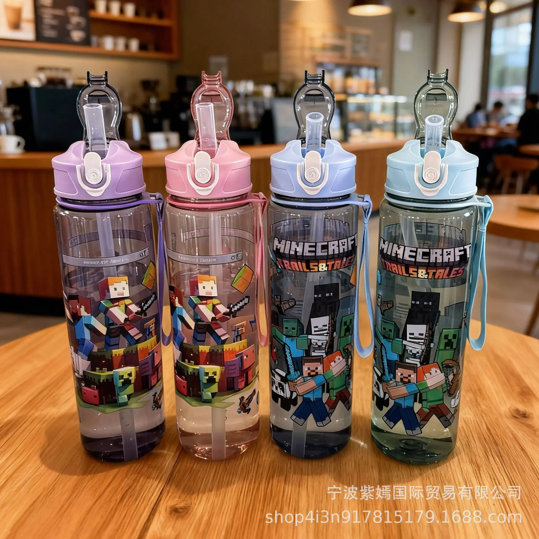 750ml Minecraft Water Cup Bottles High-capacity Drinking Straw Cup Portable Sports Outdoor Bottles Office School Gift