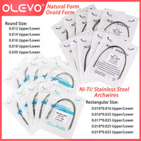 OLEVO 100 Pcs Dental Orthodontic Niti Archwires Stainless Steel Arches Wire Natural/Ovoid Form Round Rectangular Upper Lower