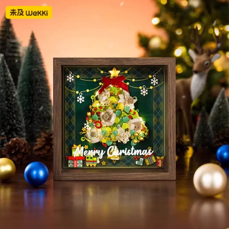 

Christmas Tree Picture Frame Assembly Blocks Kawaii Window Display Toy Model Desktop Ornament Children's Christmas Gift