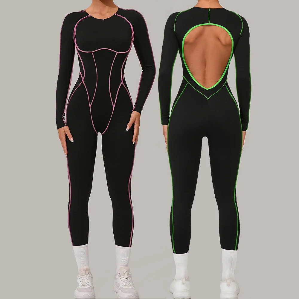 

Sexy V Back Jumpsuit Sports Overalls Gym Set Women's Tracksuit Yoga Clothing Running Fitness Romper Workout Suits Sportswear