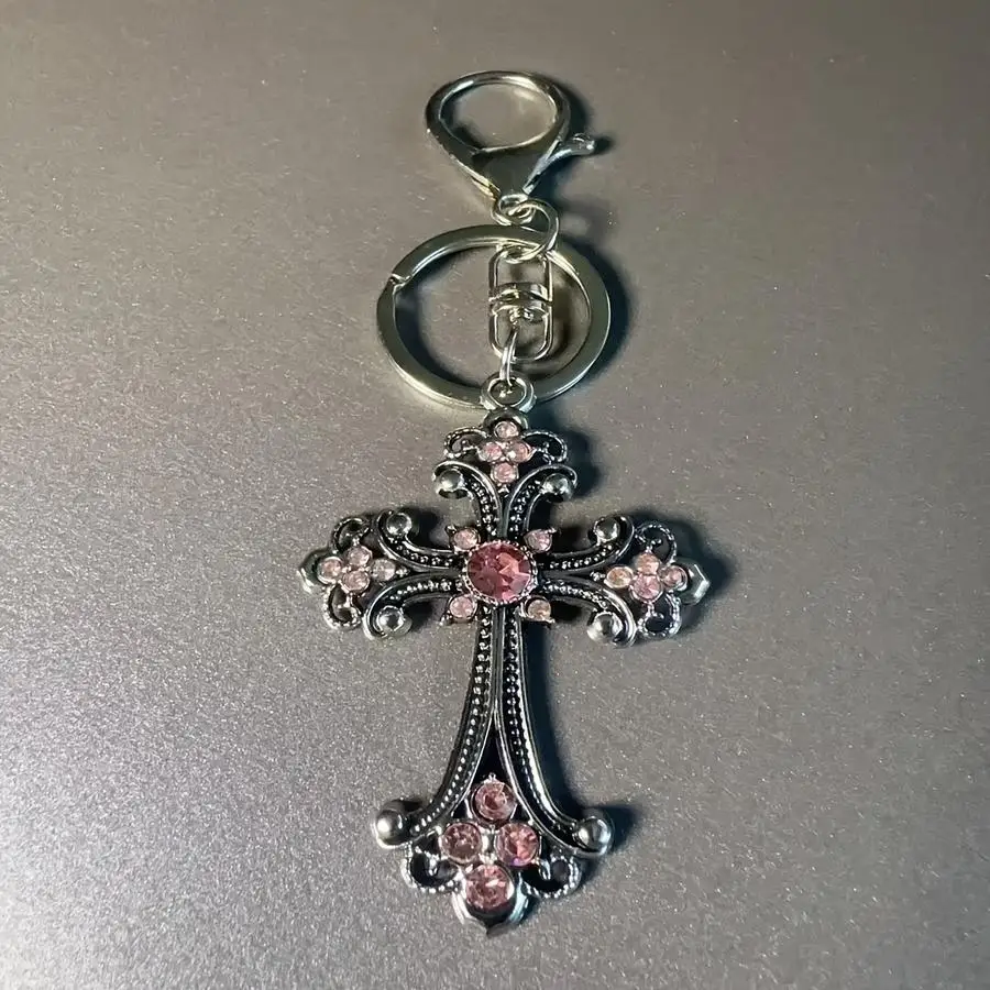 1/5/10/20/50/100pcs Women's Fashion Rhinestone Cross Charm Keychain Car Accessories Handbag Charm School Cute Goth Y2K Mixed Col