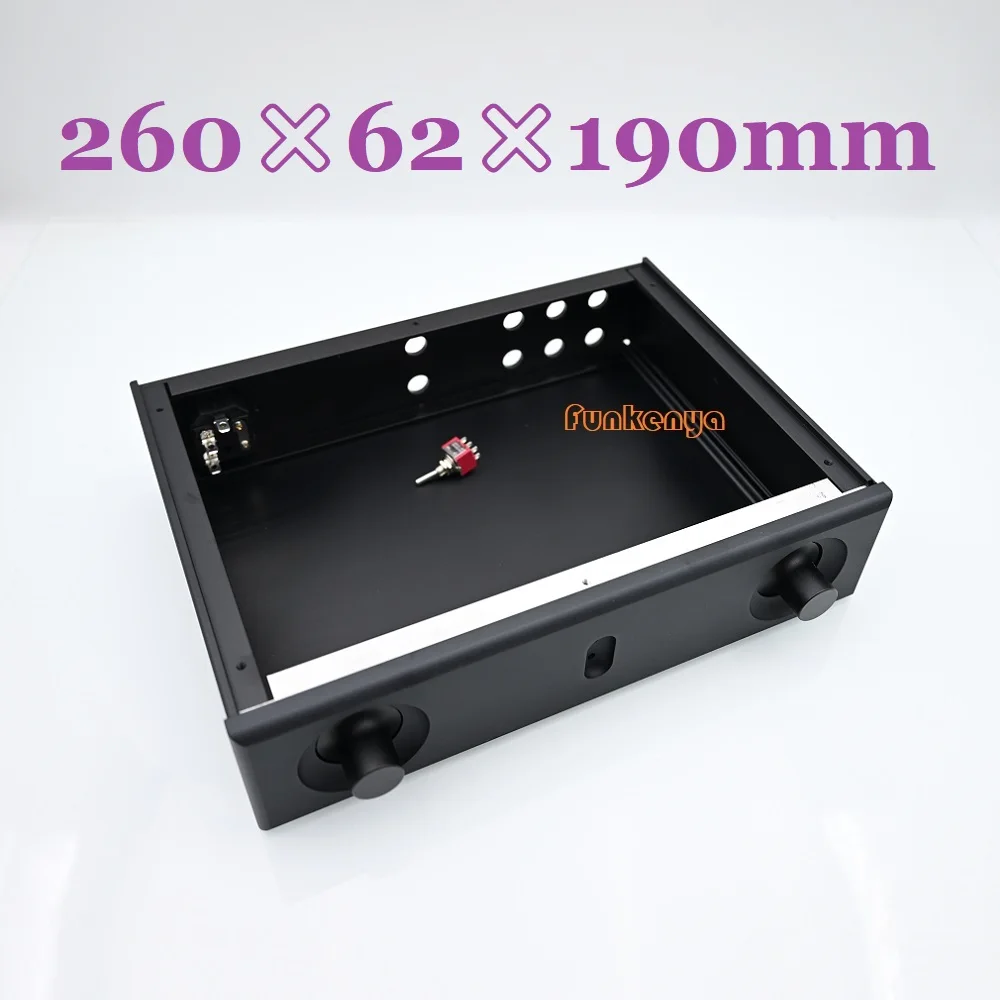 260x62x190mm Dual Channel DAC Decoder Shell Anodized Sandblaste Aluminum Chassis Home Audio Class AB Enclosure Preamp Box DIY