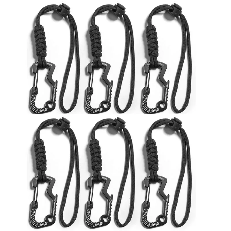 Multifunctional Tactical Hook Carabiner with Paracord Keychain Anti-Loss Rope for Outdoor Camping Hiking Emergency Gear