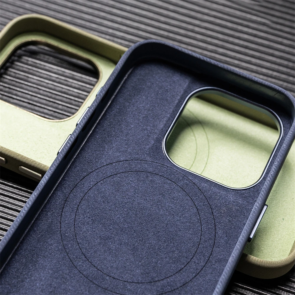 Luxury Fiber Leather For MagSafe Magnetic Wireless Charge Case For iPhone 17 16 Pro Max 15 14 13 12 Plus Soft Shockproof Cover