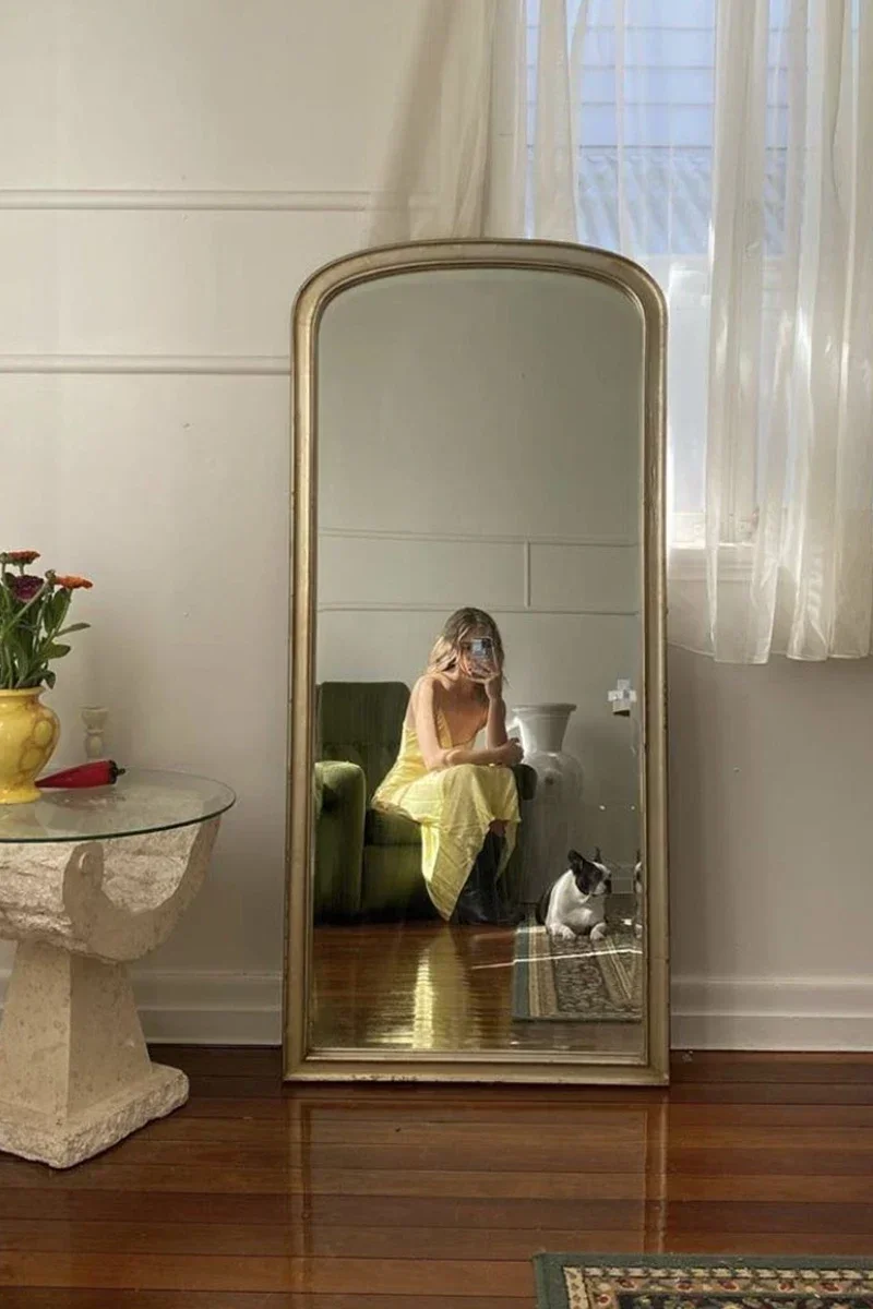 ins style full-length mirror home bedroom cloakroom clothing store Nordic light luxury simple full-body floor mirror