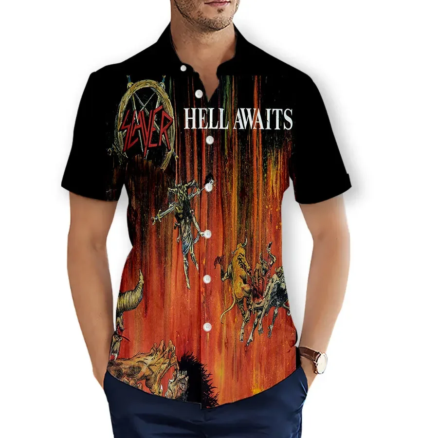 CAVVING 3D Printed SLAYER BAND Fashion Casual Shirts Men\'s /Women\'s Short Sleeves Loose Breathable Shirts T01