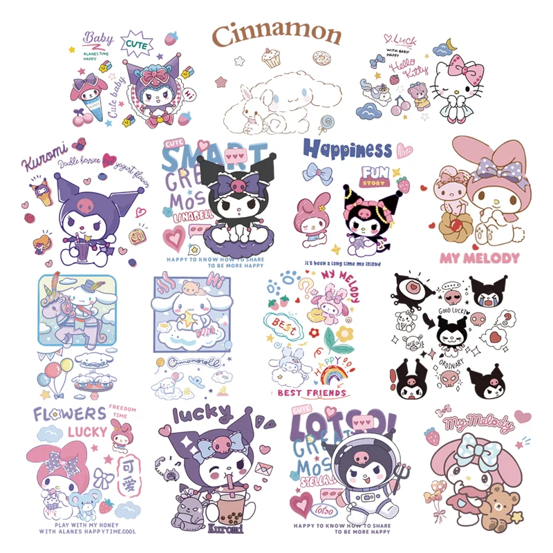 Pretty Cinnamoroll and Kuromi fusible clothing patch thermo-stickers for children self-adhesive DIY Sewing