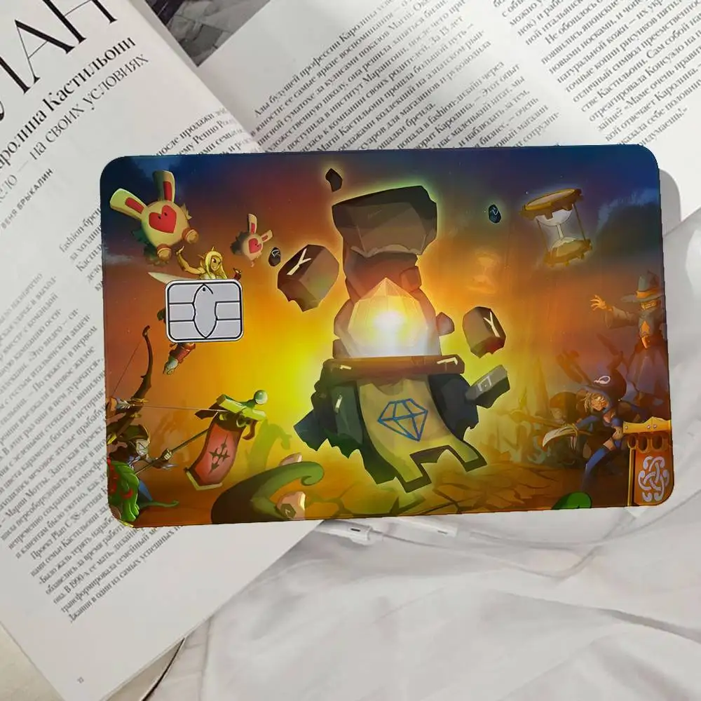 D-Dofus Game Laser Card Skin Stickers 4pcs/Set Waterproof Anti-Scratch Bank Card Protector Decal For Credit Cards