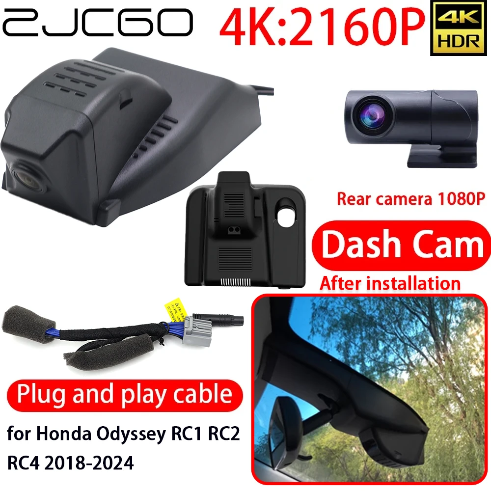 ZJCGO 4K Car DVR Dash Cam Wifi Lens Front Rear Camera 24h Monitor Recording for Honda Odyssey RC1 RC2 RC4 2018-2024