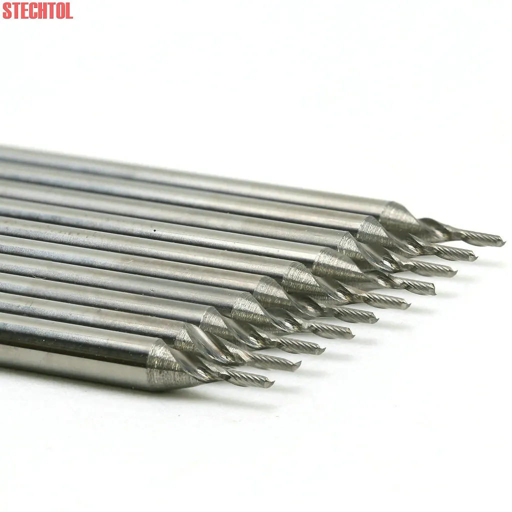 0.8-2.5mm Shank-3.175mm Simple Flûte Fraise En Bout Gravure Cutter Micro Carbure CNC Outil Spirale CNC Routeur Bit pour la Coupe Acrylique