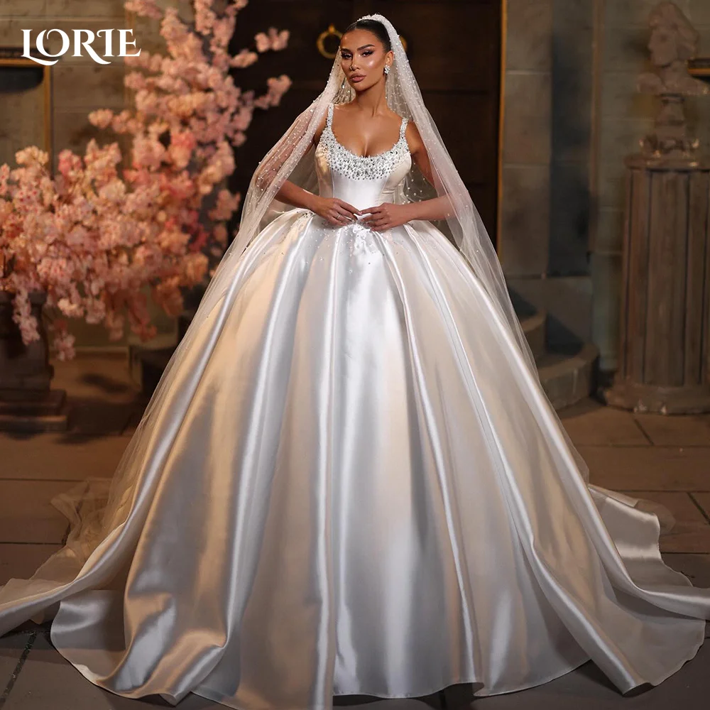 

LORIE Sweetheart Wedding Dress Strapless Pearls Bridal Gown Customized A-Line Floor Lenth Bride Dress Princess Saudi Dress Dubai