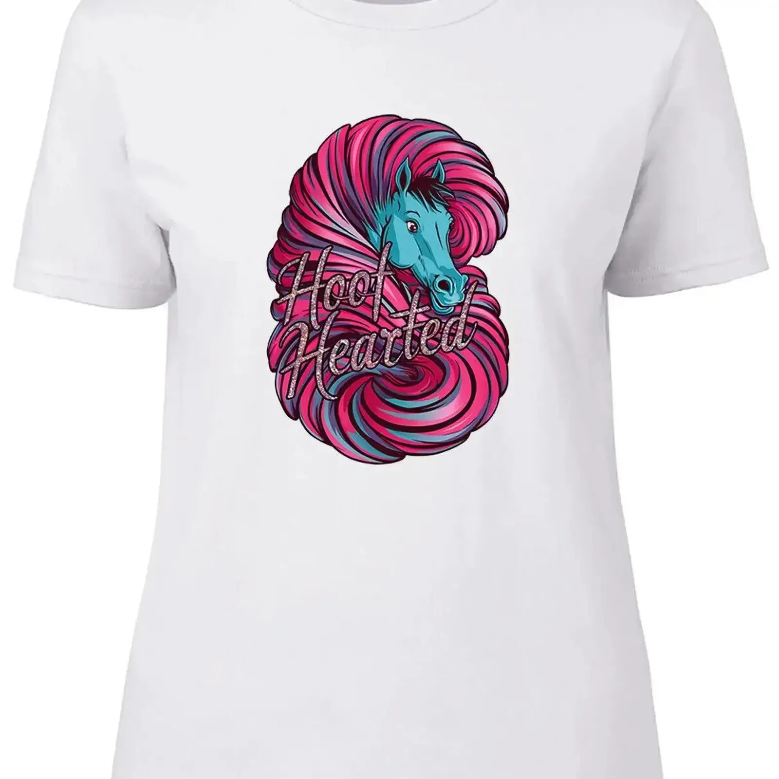 

Женская футболка с копытами и сердечками Love Horses, женская винтажная стираная удобная слегка топа для повседневной носки, модная универсальная