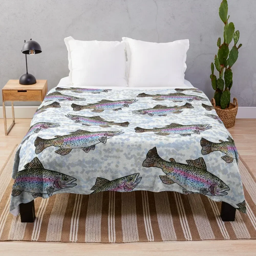 

Rainbow Trout Fish Pattern Throw Blanket anime Moving Blankets