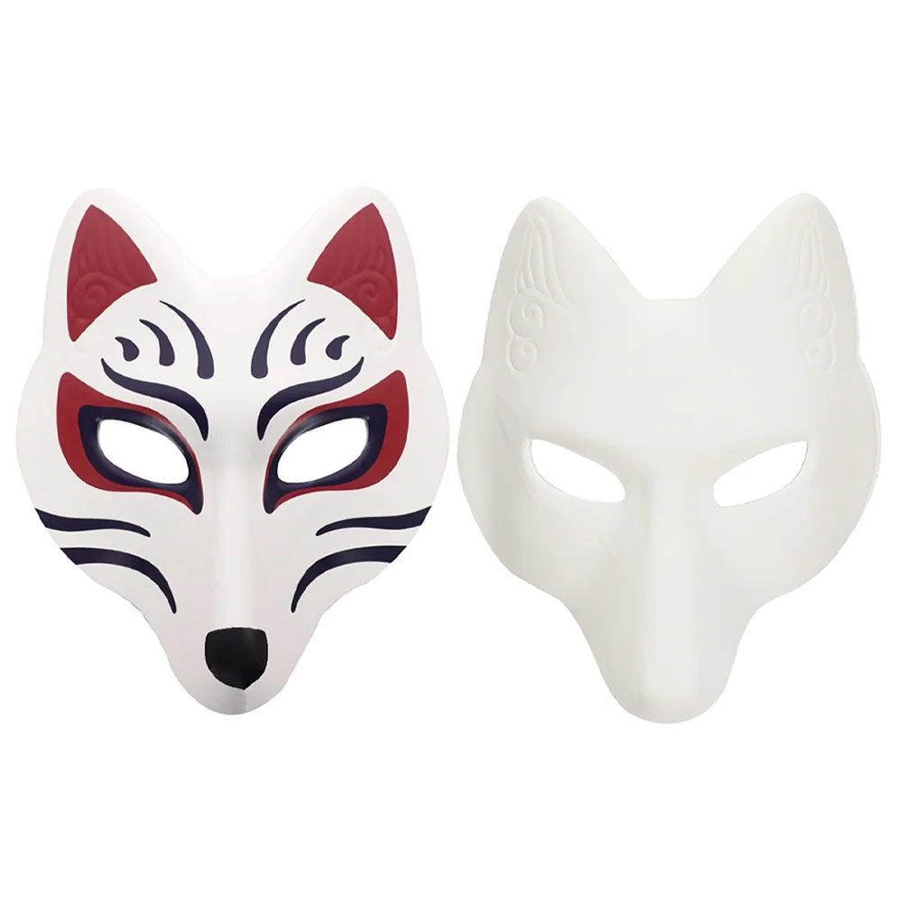 

2 Pcs Party Mask Decor Fox Decorate Cosplay DIY Masks Blank Eva White Masquerade Miss