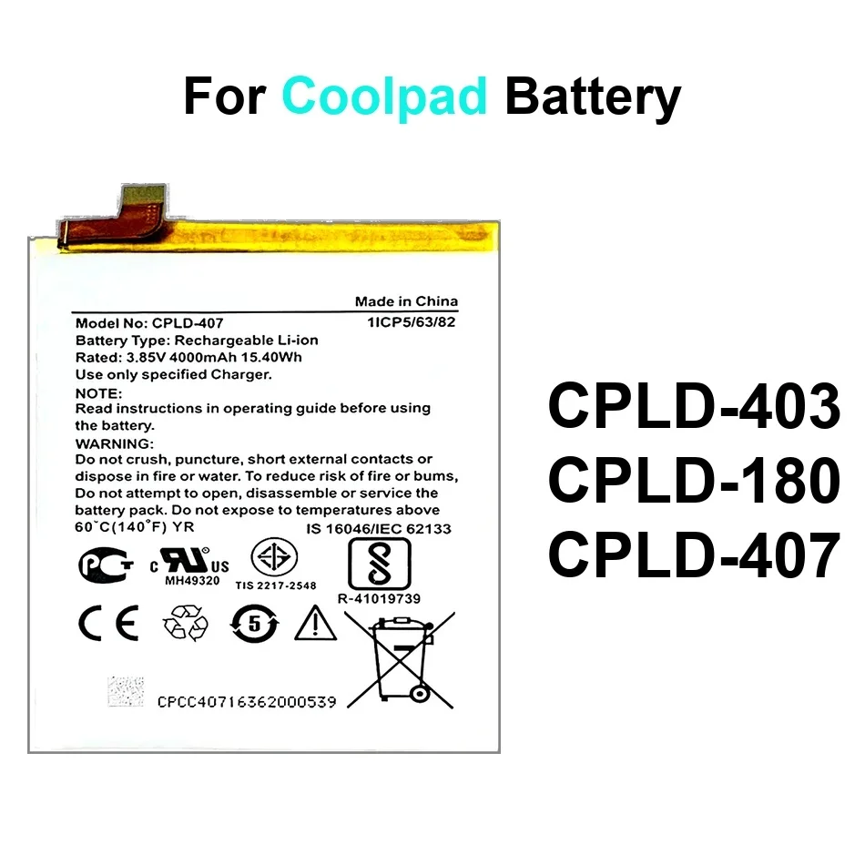 

Mobile Phone Battery Safe Cpld-180 Cpld-407 Cpld-403 4000-4100Mah For Coolpad Cool Changer 1 6