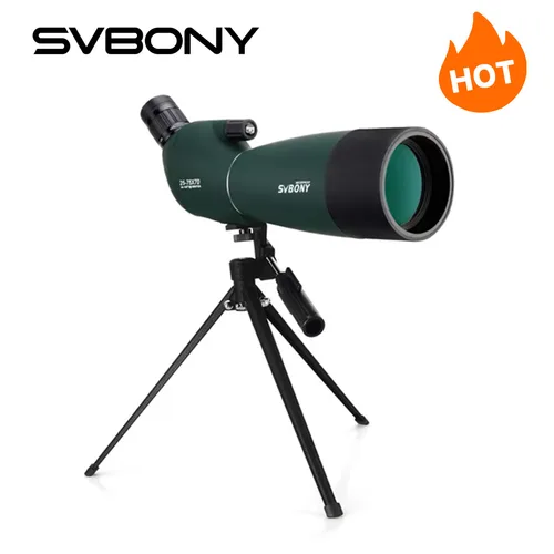 SVBONY 25-75x70 Telescopio de observación con zoom potente, monocular FMC BAK4, resistente al agua, para observación de aves, tiro al blanco, equipo de acampada con trípode