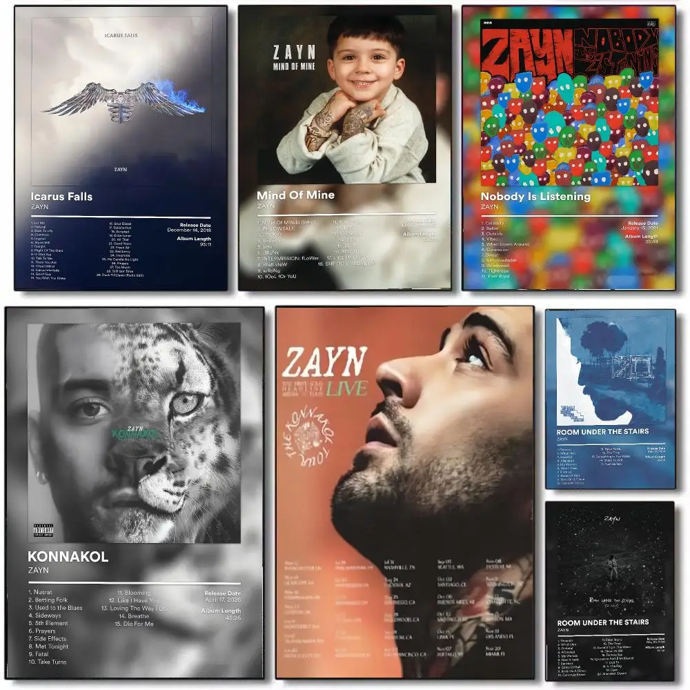 Singer Z-ZAYN Music Album Poster Wall Art Printed Decor Sticker Stylish Home Gift for Living Room Bedroom Corridor Cafe