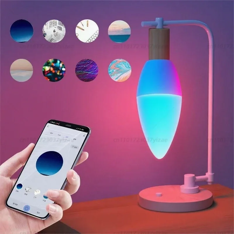 Led Bulb Candle Smart Lamp E14 TUYA Bluetooth Dimmable RGB Light 220V Tuya APP Group Control Smart Life For Home Room Decoratio