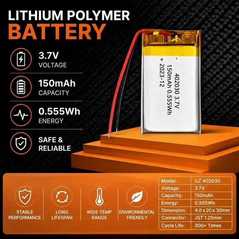 [New] 100pcs Spot 402030 polymer 150mAh battery, Bluetooth speaker beauty instrument 200mAh 3.7V lithium