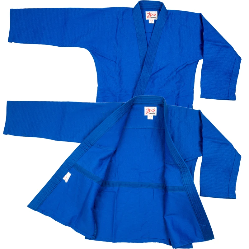 IJF-traje profesional de artes marciales para hombre y mujer, uniforme de Judo, Kimono de un solo tejido, blanco y azul, aprobado por IJF