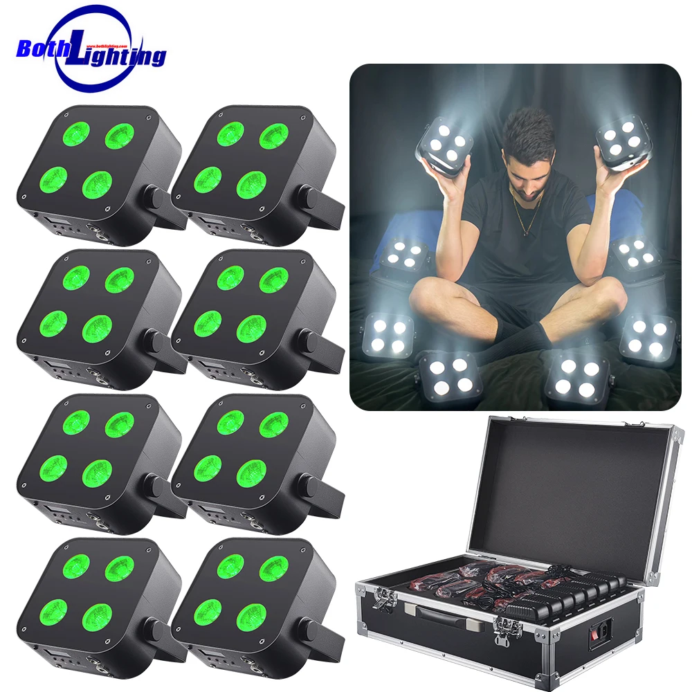 8PCS in Case IR4 Led Uplights 4*12W RGBWA+UV Led Par Can Battery Wireless Dmx Remote & APP Control Stage Dj Lights for Wedding