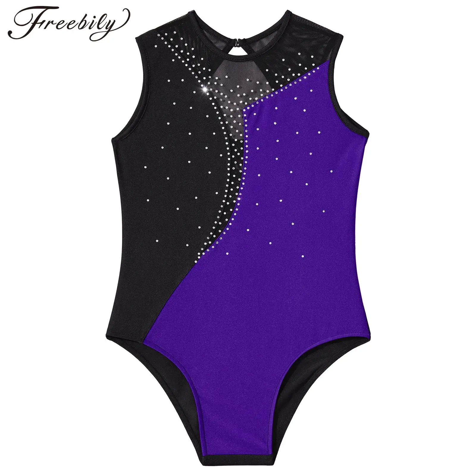 

Children Rhinestone Gymnastic Leotard Shorts Suits Stage Dance Wear Girls Figure Skating Ballerina Dance Outfit Kids Dancewear