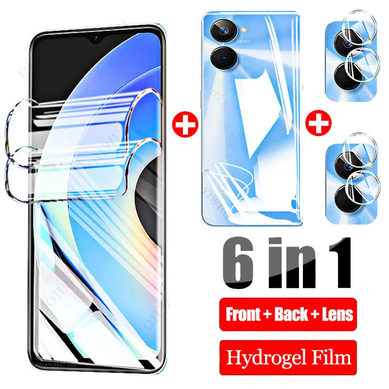 6in1 Hydrogel Film for Oppo Realme 10s 10 Pro Plus Screen Ptotectors on Realme10 9 8 7 6 5g Pro Camera Lens Not Glass Back Film