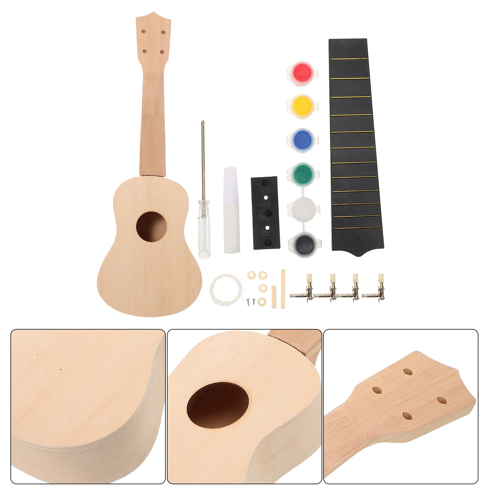 

Painted Ukulele Diy Kits for Hand Made Instrument Material Childrens Assembly Wooden 's Making Supplies