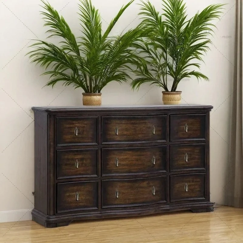 X188 Американский деревенский антикварный комод из цельного дерева для гостиной, виллы, шкаф для сувениров, шкафчик для маленькой квартиры, ретро шкаф